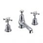 Burlington Claremont 3 Hole thermostatic basin mixer Tap with pop-up waste and Quarter Turn - Medici accent - CL29-QT MED